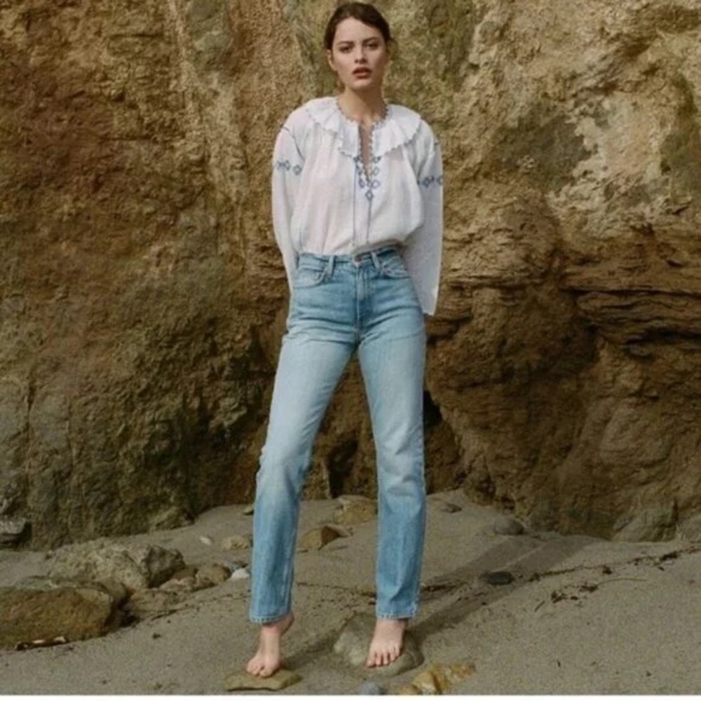 Doen Blue Straight Leg Jeans High-Waisted